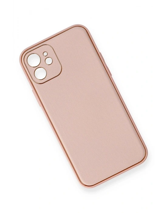 Newface iPhone 12 Kılıf Coco Deri Silikon Kapak - Pembe