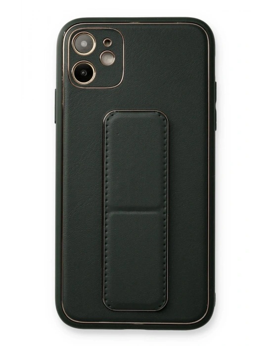 Newface iPhone 12 Kılıf Coco Deri Standlı Kapak - Füme