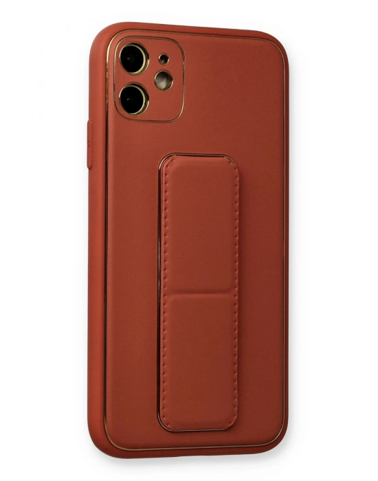 Newface iPhone 12 Kılıf Coco Deri Standlı Kapak - Fuşya