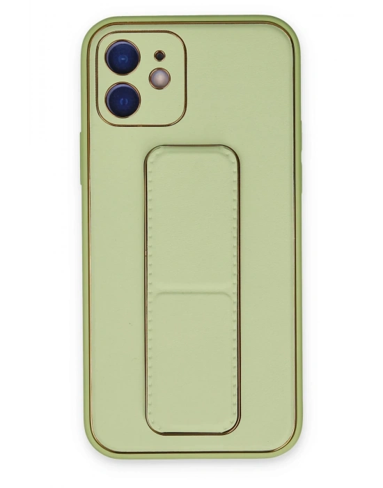 Newface iPhone 12 Kılıf Coco Deri Standlı Kapak - Su Yeşili