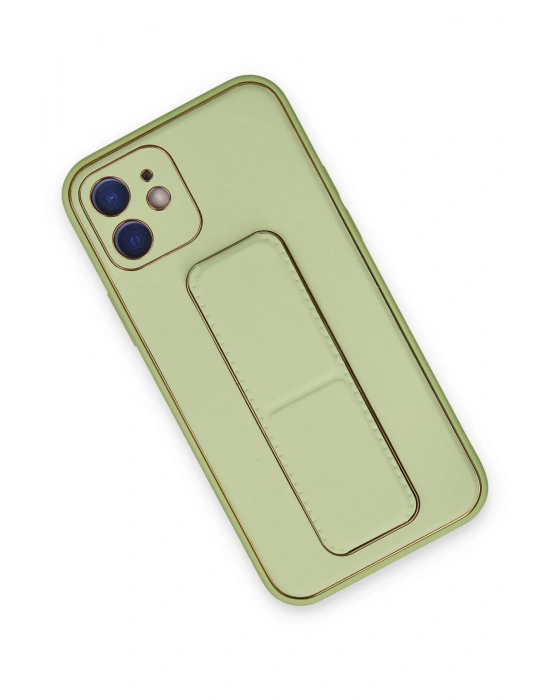 Newface iPhone 12 Kılıf Coco Deri Standlı Kapak - Su Yeşili