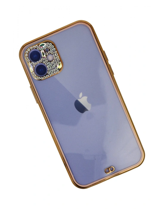 Newface iPhone 12 Kılıf Liva Taşlı Silikon - Pembe