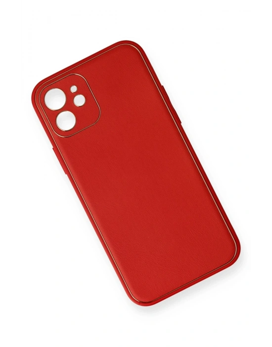 Newface iPhone 12 Mini Kılıf Coco Deri Silikon Kapak - Kırmızı