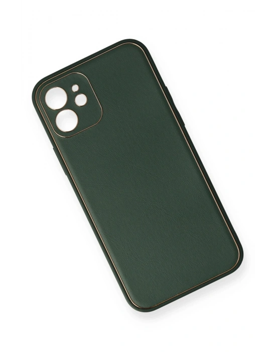 Newface iPhone 12 Mini Kılıf Coco Deri Silikon Kapak - Yeşil