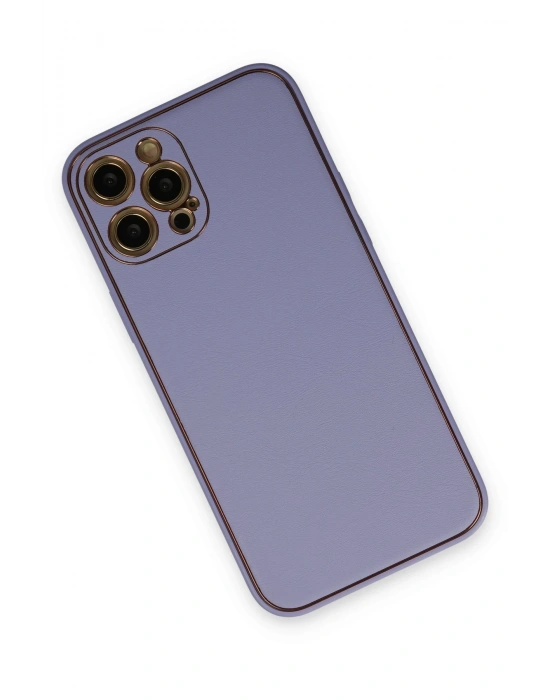 Newface iPhone 12 Pro Kılıf Coco Deri Silikon Kapak - Açık Lila