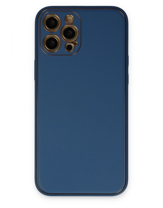 Newface iPhone 12 Pro Kılıf Coco Deri Silikon Kapak - Açık Mavi