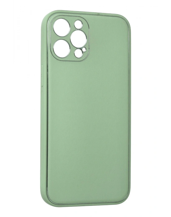 Newface iPhone 12 Pro Kılıf Coco Deri Silikon Kapak - Açık Yeşil