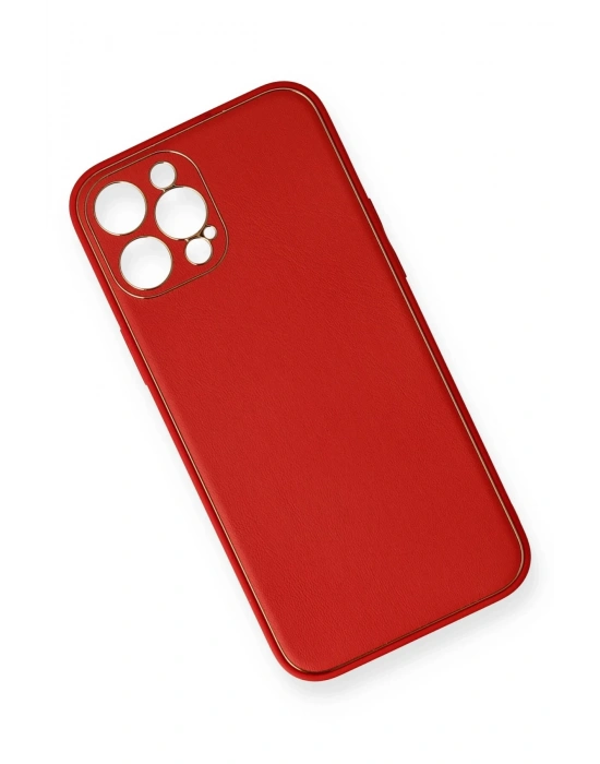 Newface iPhone 12 Pro Kılıf Coco Deri Silikon Kapak - Kırmızı