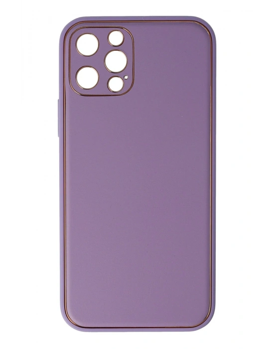 Newface iPhone 12 Pro Kılıf Coco Deri Silikon Kapak - Lila