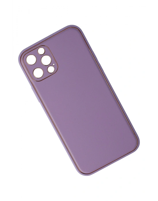 Newface iPhone 12 Pro Kılıf Coco Deri Silikon Kapak - Lila