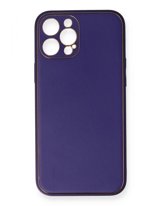 Newface iPhone 12 Pro Kılıf Coco Deri Silikon Kapak - Mor