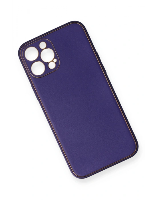 Newface iPhone 12 Pro Kılıf Coco Deri Silikon Kapak - Mor