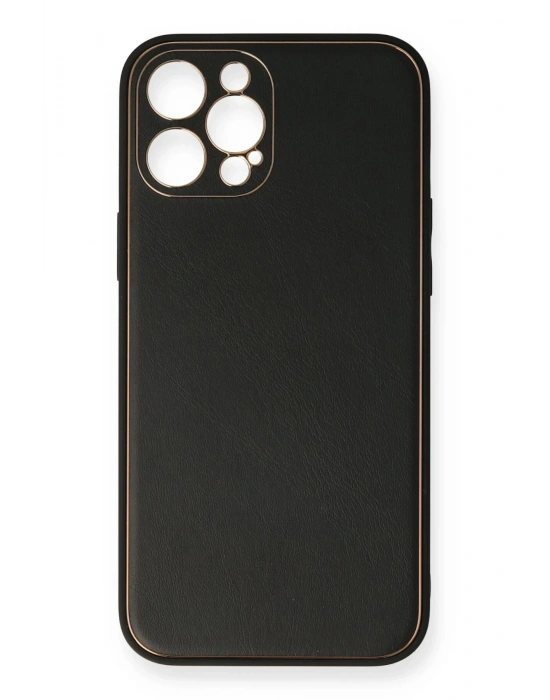 Newface iPhone 12 Pro Kılıf Coco Deri Silikon Kapak - Siyah