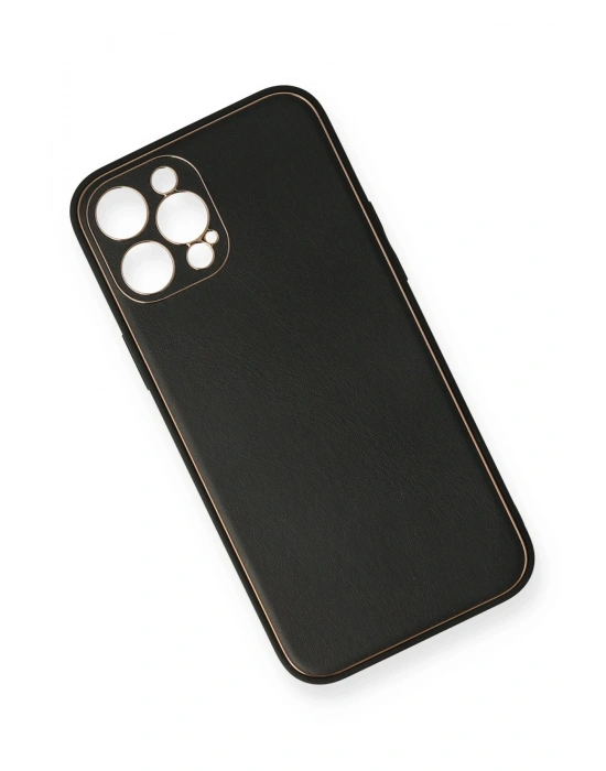 Newface iPhone 12 Pro Kılıf Coco Deri Silikon Kapak - Siyah