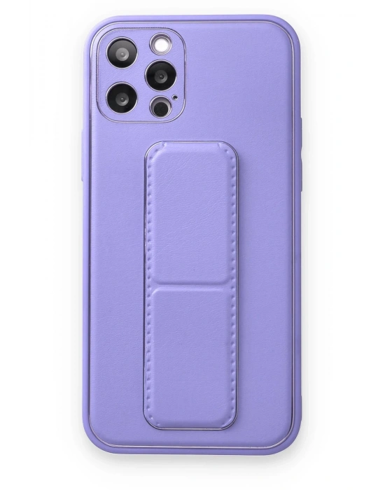 Newface iPhone 12 Pro Kılıf Coco Deri Standlı Kapak - Koyu Lila