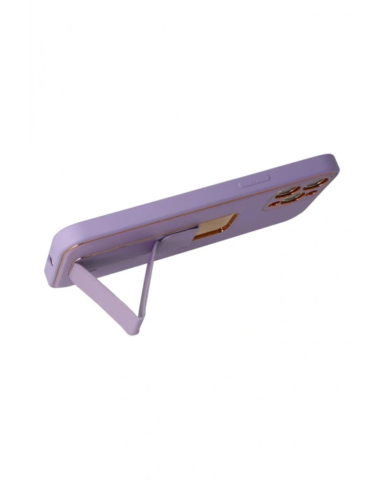 Newface iPhone 12 Pro Kılıf Coco Deri Standlı Kapak - Lila