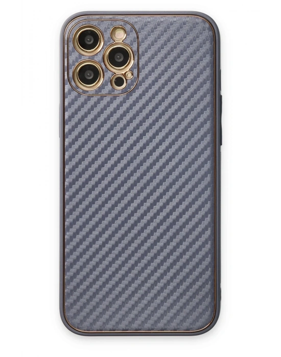 Newface iPhone 12 Pro Kılıf Coco Karbon Silikon - Gri