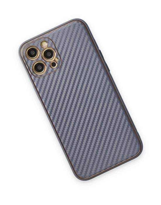 Newface iPhone 12 Pro Kılıf Coco Karbon Silikon - Gri