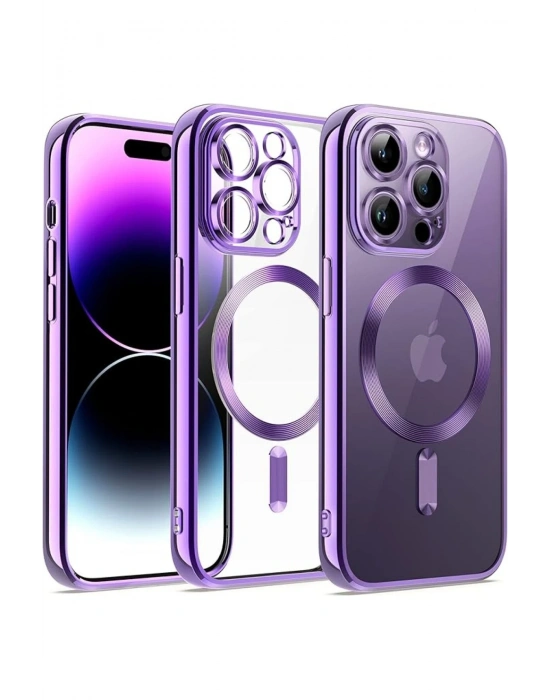 Newface iPhone 12 Pro Kılıf Kross Magneticsafe Kapak - Mor