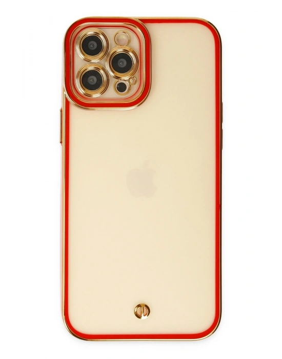 Newface iPhone 12 Pro Kılıf Liva Lens Silikon - Kırmızı