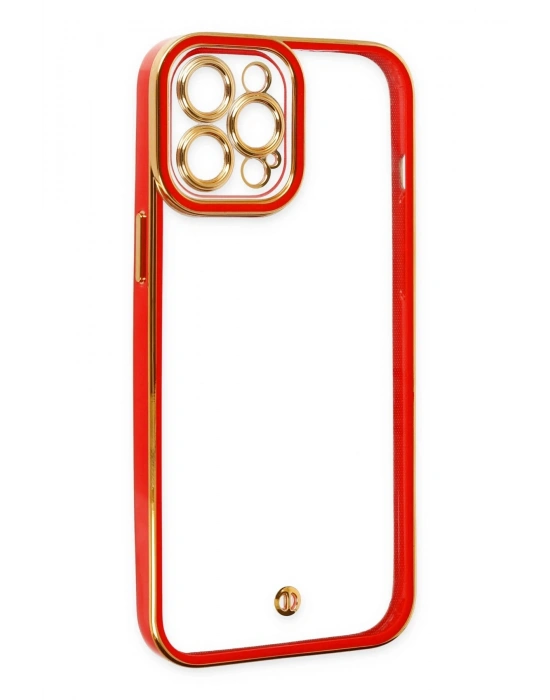 Newface iPhone 12 Pro Kılıf Liva Lens Silikon - Kırmızı