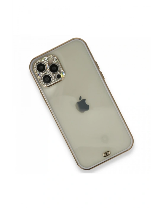 Newface iPhone 12 Pro Kılıf Liva Taşlı Silikon - Mor