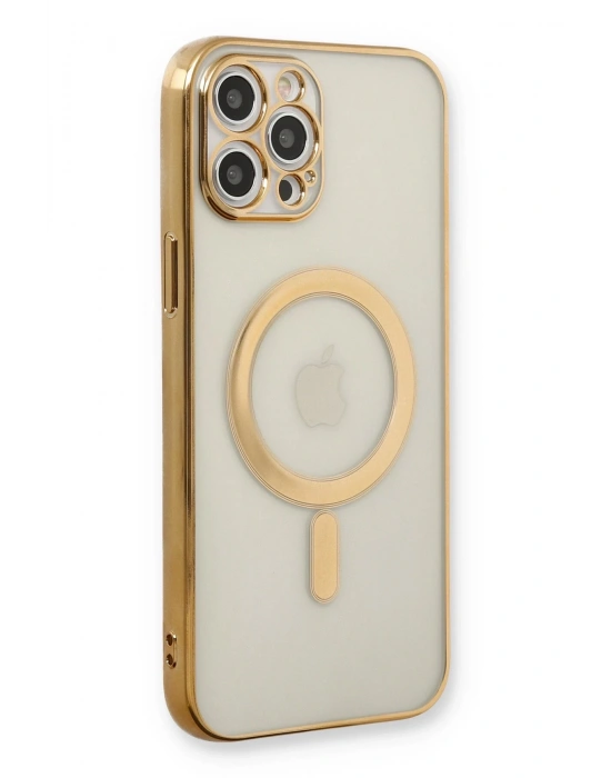 Newface iPhone 12 Pro Kılıf Magneticsafe Lazer Silikon - Gold