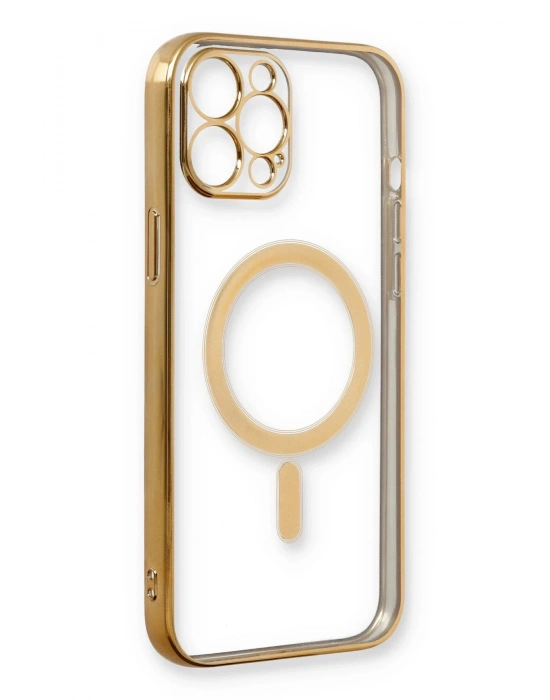 Newface iPhone 12 Pro Kılıf Magneticsafe Lazer Silikon - Gold