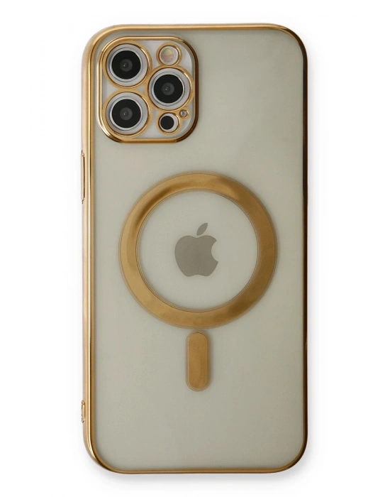 Newface iPhone 12 Pro Kılıf Magneticsafe Lazer Silikon - Gold