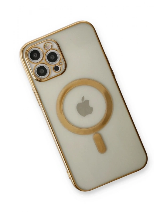 Newface iPhone 12 Pro Kılıf Magneticsafe Lazer Silikon - Gold