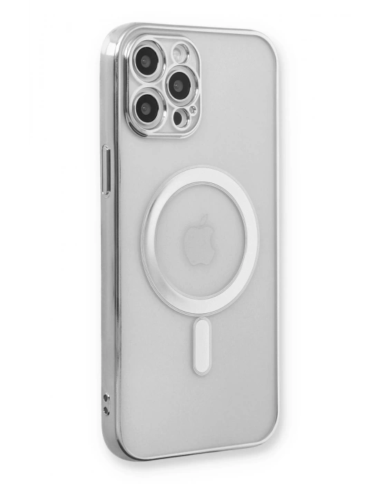 Newface iPhone 12 Pro Kılıf Magneticsafe Lazer Silikon - Gümüş