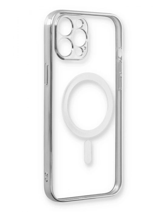 Newface iPhone 12 Pro Kılıf Magneticsafe Lazer Silikon - Gümüş