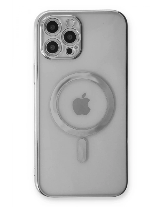 Newface iPhone 12 Pro Kılıf Magneticsafe Lazer Silikon - Gümüş