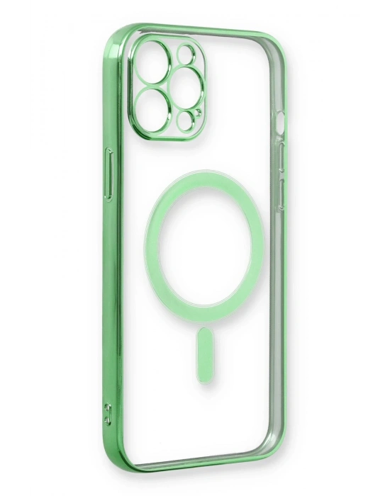 Newface iPhone 12 Pro Kılıf Magneticsafe Lazer Silikon - Haki Yeşil