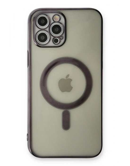 Newface iPhone 12 Pro Kılıf Magneticsafe Lazer Silikon - Siyah