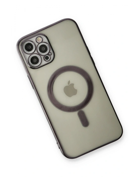 Newface iPhone 12 Pro Kılıf Magneticsafe Lazer Silikon - Siyah