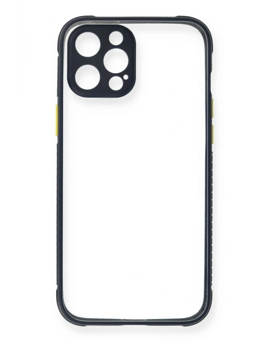 Newface iPhone 12 Pro Kılıf Miami Şeffaf Silikon - Lacivert