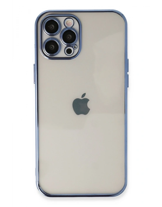 Newface iPhone 12 Pro Kılıf Razer Lensli Silikon - Açık Mavi