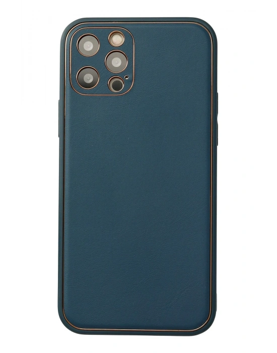 Newface iPhone 12 Pro Max Kılıf Coco Deri Silikon Kapak - Mavi