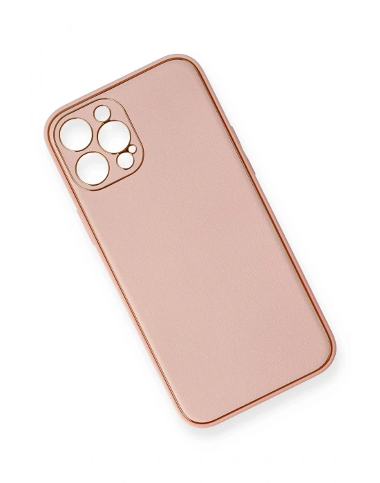 Newface iPhone 12 Pro Max Kılıf Coco Deri Silikon Kapak - Pembe