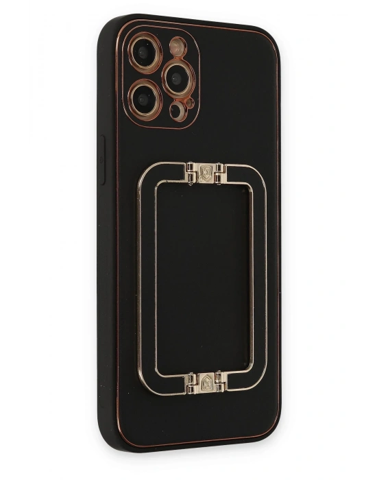 Newface iPhone 12 Pro Max Kılıf Coco Elit Kapak - Siyah