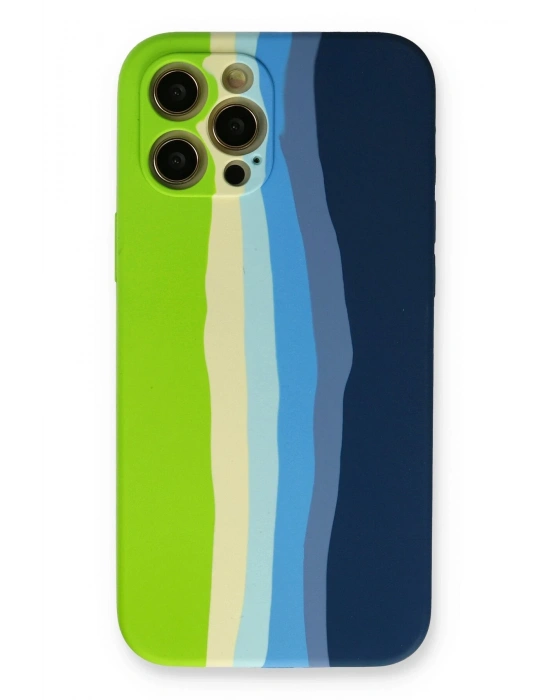 Newface iPhone 12 Pro Max Kılıf Ebruli Lansman Silikon - Yeşil-Koyu Yeşil