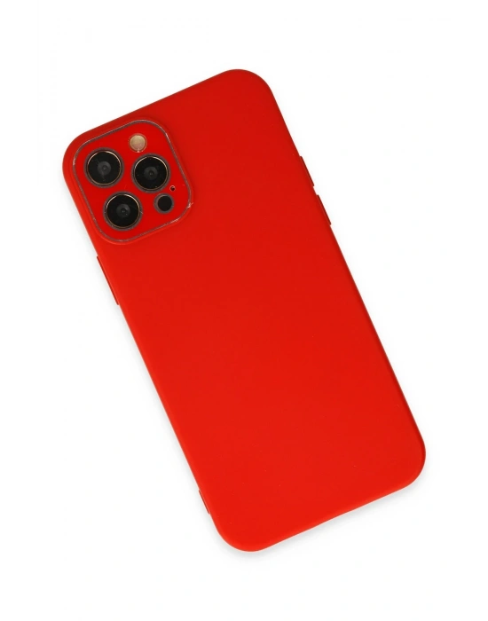 Newface iPhone 12 Pro Max Kılıf Lansman Glass Kapak - Kırmızı