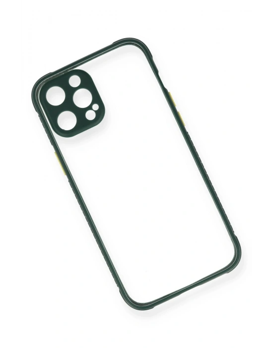 Newface iPhone 12 Pro Max Kılıf Miami Şeffaf Silikon - Koyu Yeşil