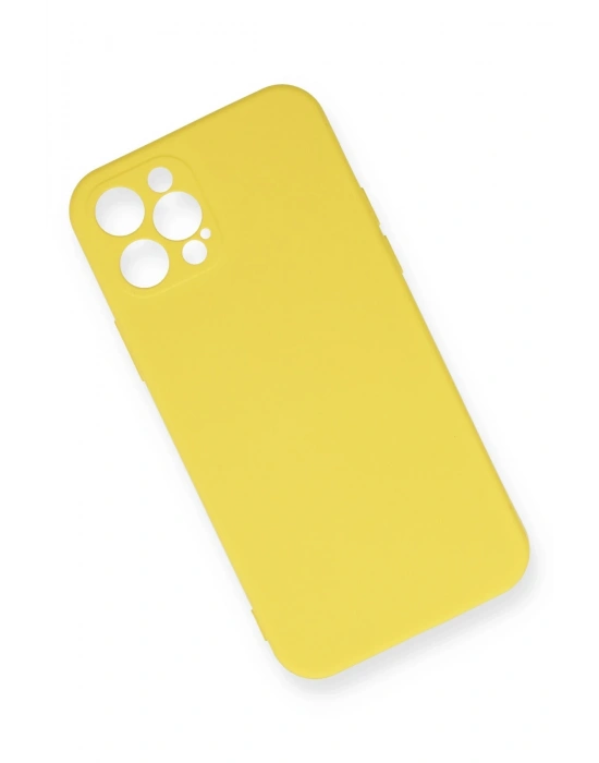 Newface iPhone 12 Pro Max Kılıf Nano içi Kadife Silikon - Sarı