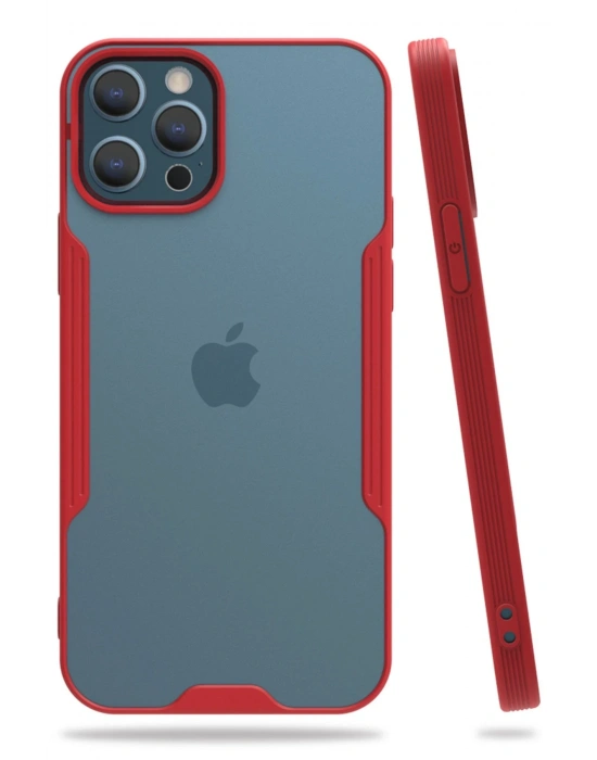 Newface iPhone 12 Pro Max Kılıf Platin Silikon - Kırmızı