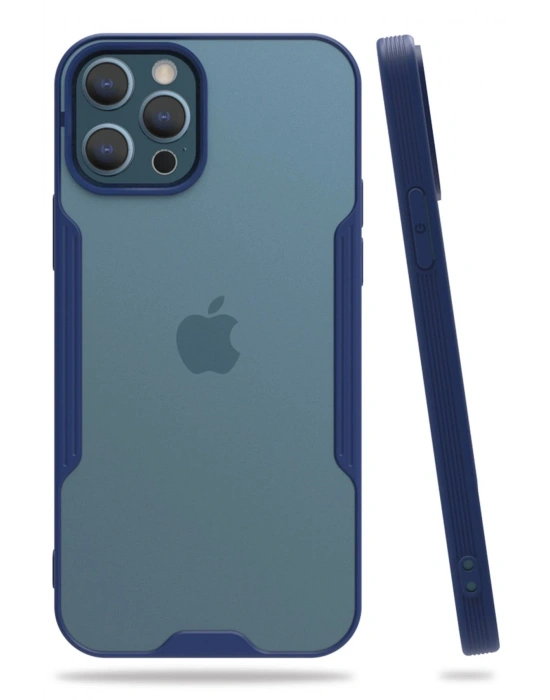 Newface iPhone 12 Pro Max Kılıf Platin Silikon - Lacivert