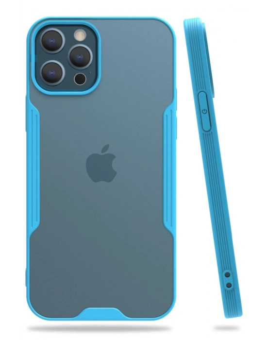 Newface iPhone 12 Pro Max Kılıf Platin Silikon - Mavi