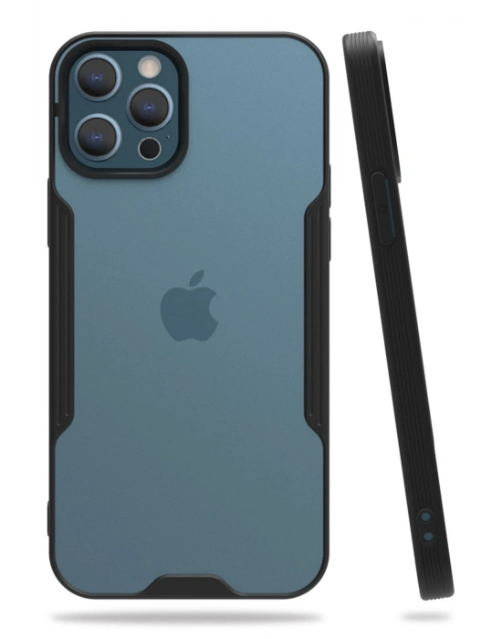 Newface iPhone 12 Pro Max Kılıf Platin Silikon - Siyah