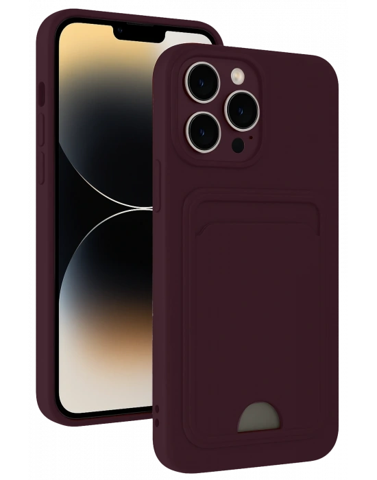 Newface iPhone 13 Pro Kılıf Kelvin Kartvizitli Silikon - Derin Mor